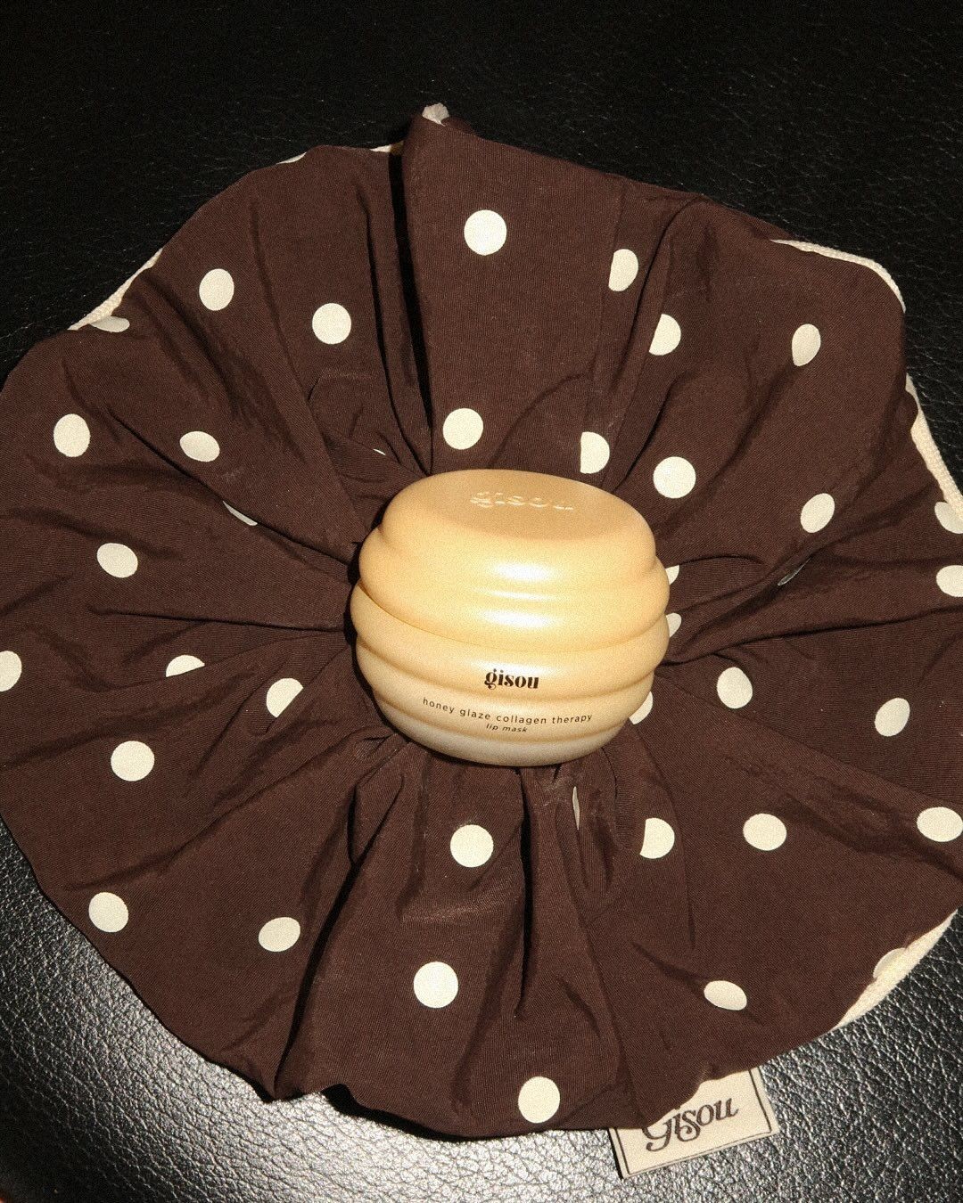 Gisou Polka Dot Scrunchie + Honey Gloss Ceramide Hydrating Hair Mask 7.8 oz