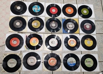 45 RPM Vinyl Records Lot of 20 Bob Dylan Queen Rolling Stones Poison Elton John