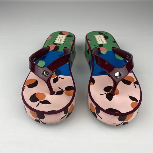 Kate Spade Rio Platform Flip Flop Sandals Womens Size 8 Floral Multicolor Thong - Picture 8 of 13