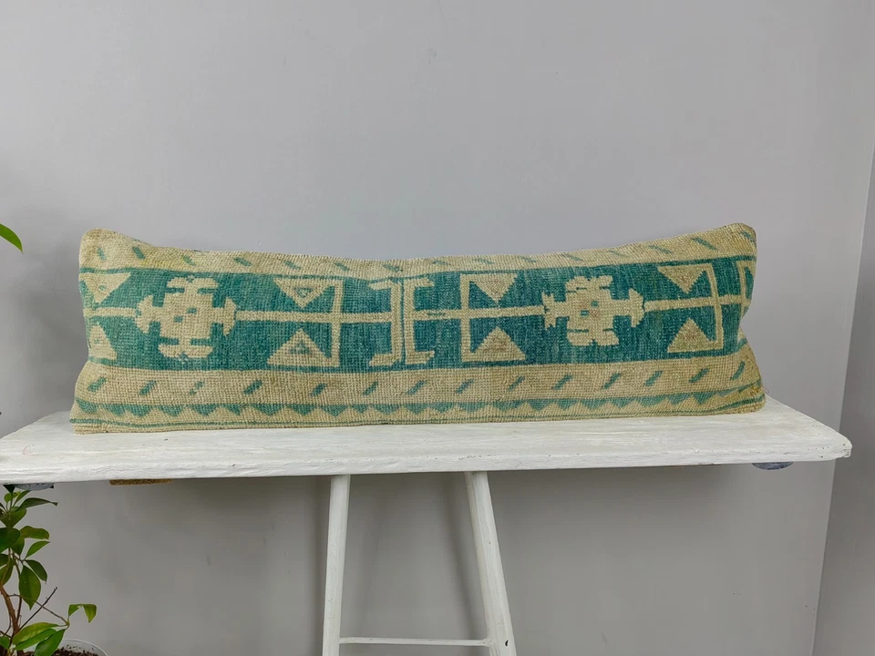 LONG BOLSTER PILLOW TURKISH RUG PILLOW LONG BED PILLOW LONG LUMBAR PILLOW DECOR - Image 2 of 4