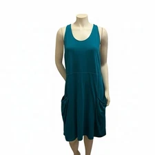EASTERN MOUNTAIN SPORTS Womens Wool Blend SL Tank Dress Sz XL Teal Pockets Lagom