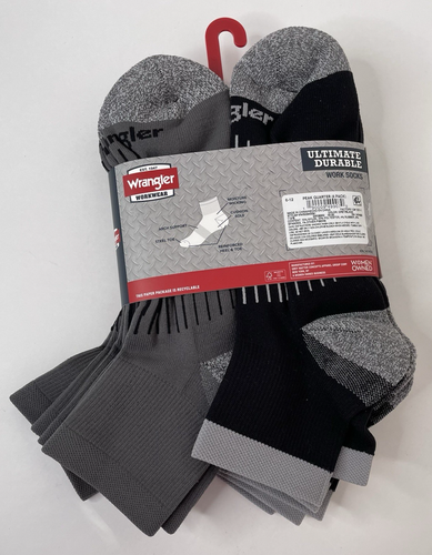 Wrangler 6 Paia Calze da Lavoro Uomo Ultimate Durable Taglia 6-12 Nero Grigio Nuove con etichette - Foto 2 di 5