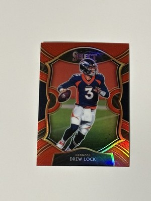 Two Drew Lock Cards Including; 2020 Panini Select Concourse #27 Red Prizm 36/99