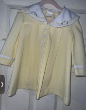 Bonnie Baby Girls Yellow & White Lace Collar Button Coat, 24 Months