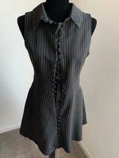Lulus Totally Poised Black Pinstriped Collared Mini Dress With Pockets Size: M