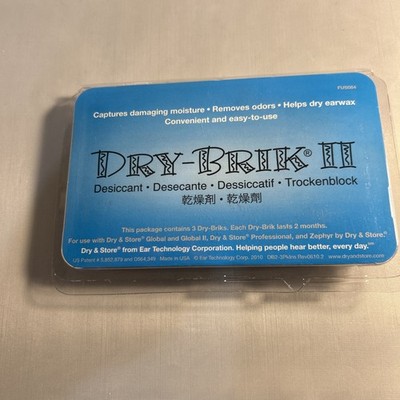 3-Pack Dry-Brik II Moisture Absorbing Blocks - Odor-Eliminating for Hearing Aids