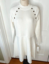 BCX Career Sweater Dress Long Sleeve Off-White  NWT Size Large