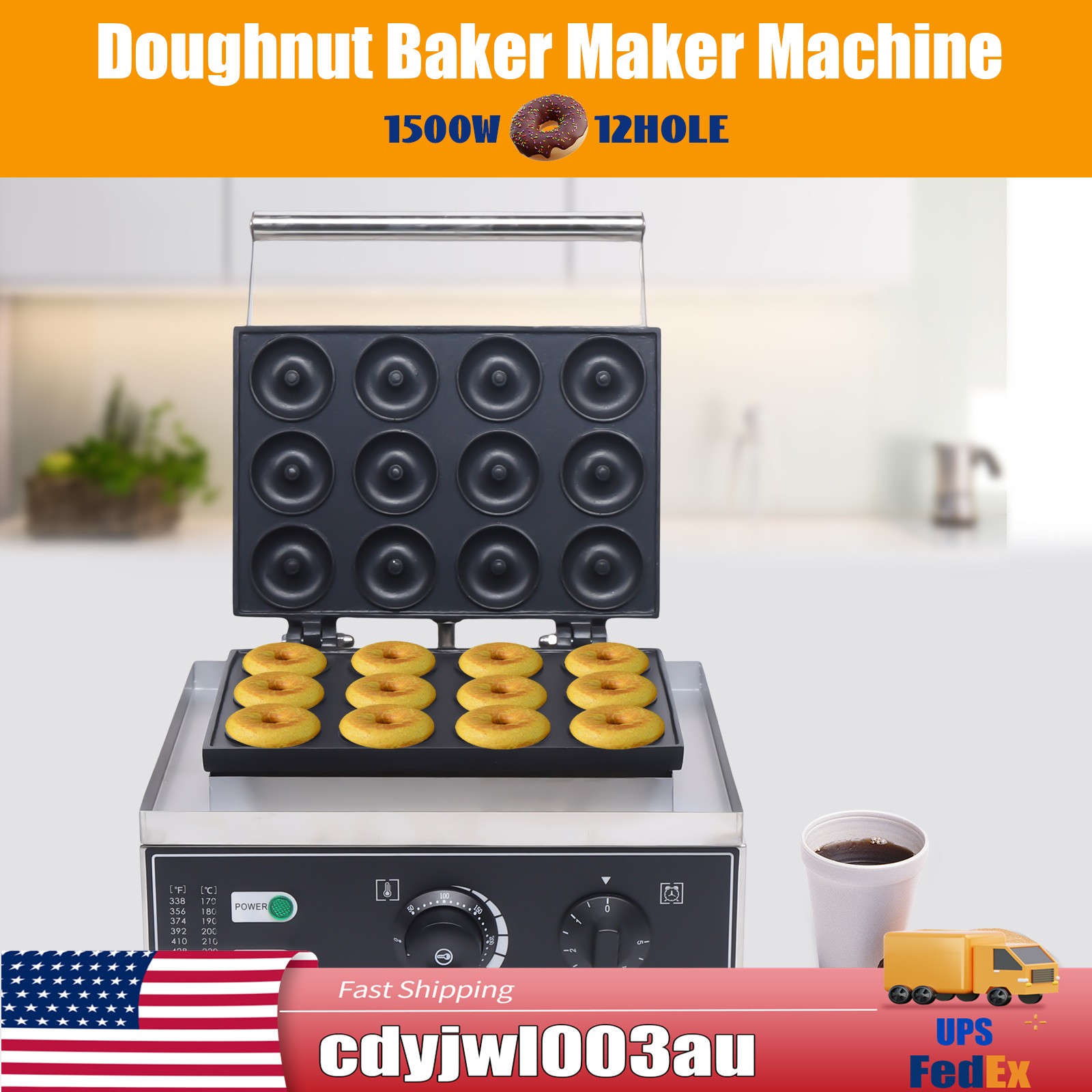 Commercial Donut Maker Machine Electric Nonstick Doughnut Making Machine 12-Hole