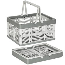 Heavy Duty Plastic Milk Crates 2Pack Stackable Storage Bins Gray