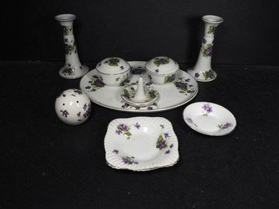 Vintage viktorianisches Veilchen Schminktisch Set - Stanley & Doulton Bone China