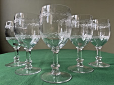 Lot de 5 verres à vin cristal Baccarat Saint Louis double frise gravure laurier