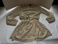 Forever 21 Champagne Short Gold Sequence Dress Sz LRG Women's New Years Party