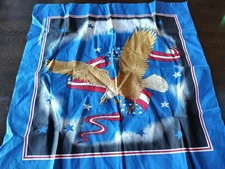Patriotic Flying Golden Eagle USA Flag Poly Cot. Bandana 21.5 X22" USA 16463 NEW