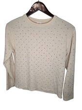 Zara Girls Beige Sweater With Gold-Tone Stud Embellishments Size 11-12