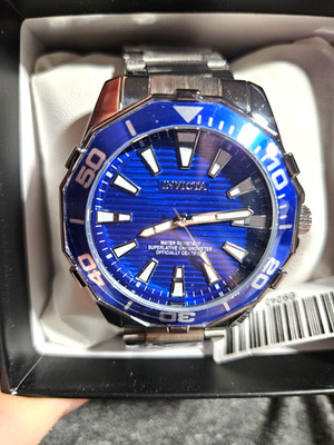 Invicta Diver Meridian Men's Watch 46mm Steel with Blue Bezel & Dial NEW!
