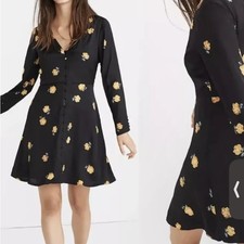 Madewell NWT sz 6 Black Dress with yellow flowers