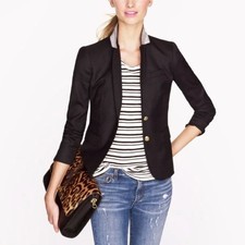 J.Crew Wool Schoolboy Blazer Black with Gold Buttons Gray Felt Collar Size 4