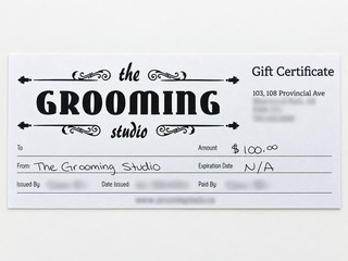 The Grooming Studio Dog & Cat Grooming Gift Certificate Sherwood Park $100