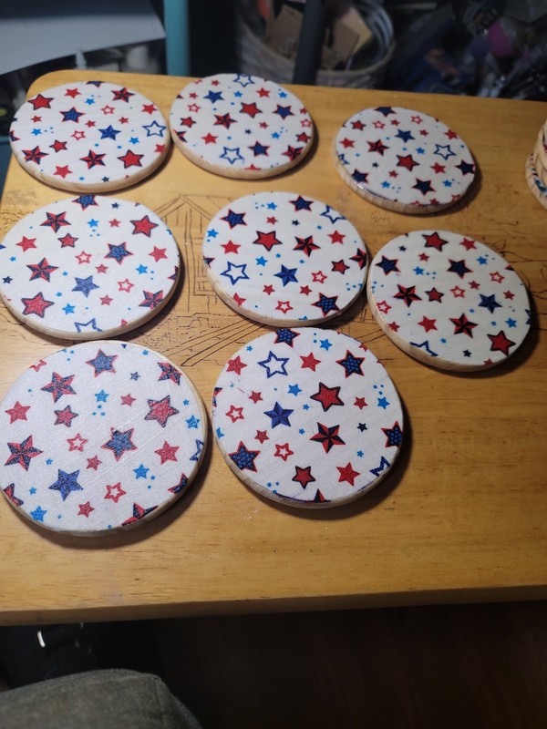 Coasters Set Of 8 Star Round Wood Coasters