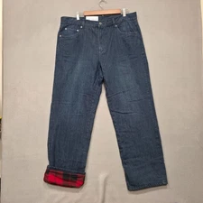 Adventuridge Men's Flannel Lined Denim Blue Jeans Size 40x32 Actual 38x30 NWT