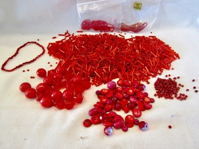 Beads for Jewelry Making - All Red - Loose, Strings, Seed, Bugle Beads!
