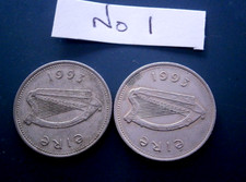 Two 1993 Irish ten pence coins FREE P&P   (Ref No 1)
