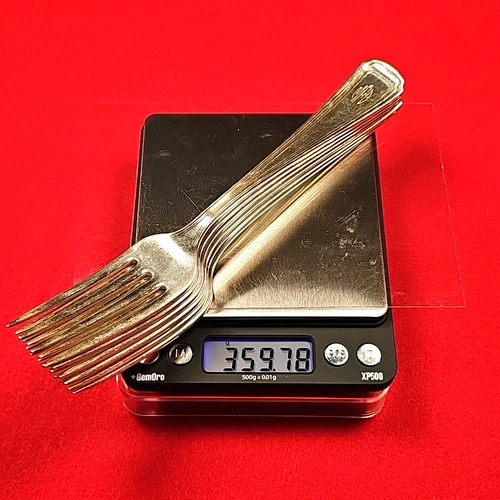 👉359g (6) Gorham 7-1/2" Old French Sterling Silver Forks w/ Mono