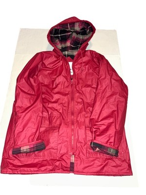 Vintage Misty Harbor Original Women's Red Lined Hooded Raincoat Full Zip Med 80s