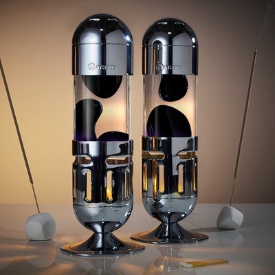 Mathmos Pod Candle Silver Clear with Dark Purple Lava Lamp Home Decoration