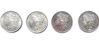 Lot of 4 Very Nice Morgan Silver Dollars, AU, 90% Silver, 1880 - 1904