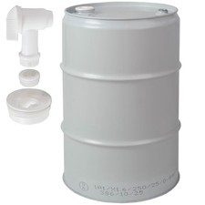 Stahlfass TH 60L, 2 und 3/4-Zoll-Verschl&uuml;sse, mit Zapfhahn, zertifiziert - GRAU