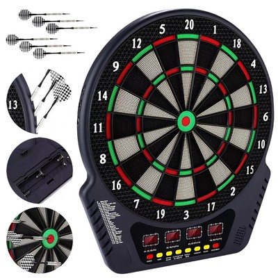 Dart-Scheibe Elektronisch mit 4 LED 6 Dartpfeilen E-Dartboard Profi Dartspiel DE