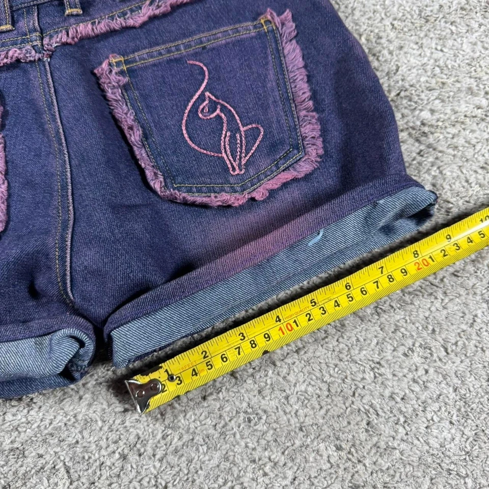Y2K 2000’s Baby Phat Embroidered Fringe Grunge Punk Skater Short Denim Shorts - Image 3 of 4