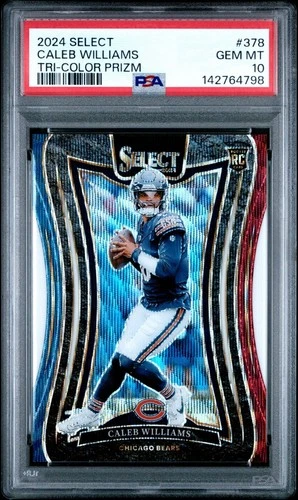 2024 Panini Select Suite Level Caleb Williams #378 Tri-Color Prizm 79/149 PSA 10