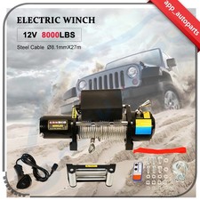 8000lbs Electric Winch Waterproof Truck Trailer 27m Steel Rope Off-road 4wd