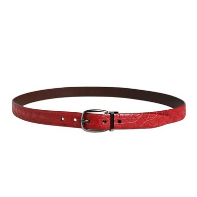 DOLCE & GABBANA Belt Men Red Exotic Leather Metal Buckle  display picture 3