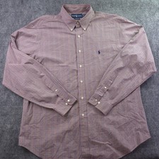 Ralph Lauren Shirt XL 17.5 Classic Fit Red Blue Check Long Sleeve Button Down