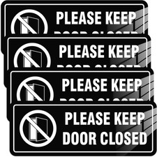 4 Pack- Please Keep Door Closed Signs Self-Adhesive, 8X3Inch Acrylic Keep Door C