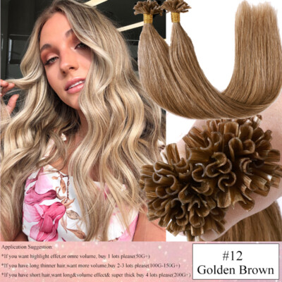 16''-22'' 1g/s Pre Bonded Nail U Tip Keratin Real Human Hair Extensions Blonde