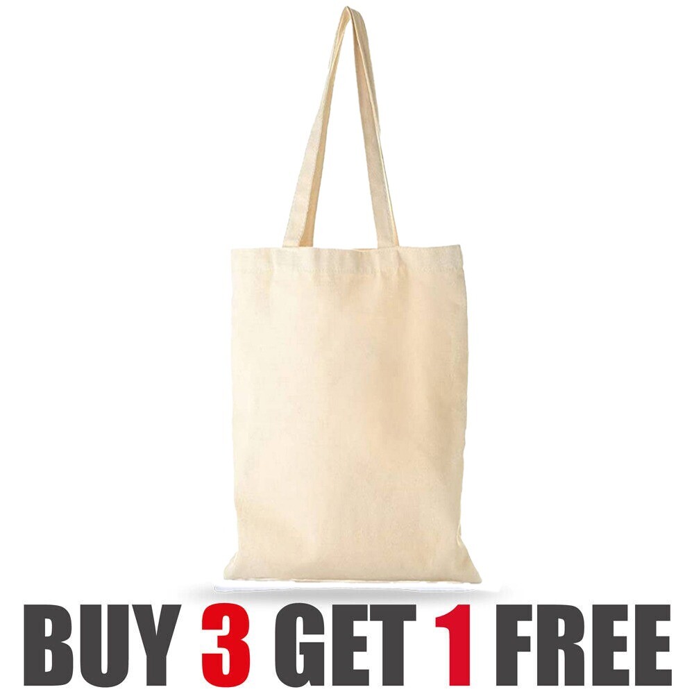 100 Premium Cotton Canvas Shopping Bag Shoulder Tote Shopper Bags Reusable eBay