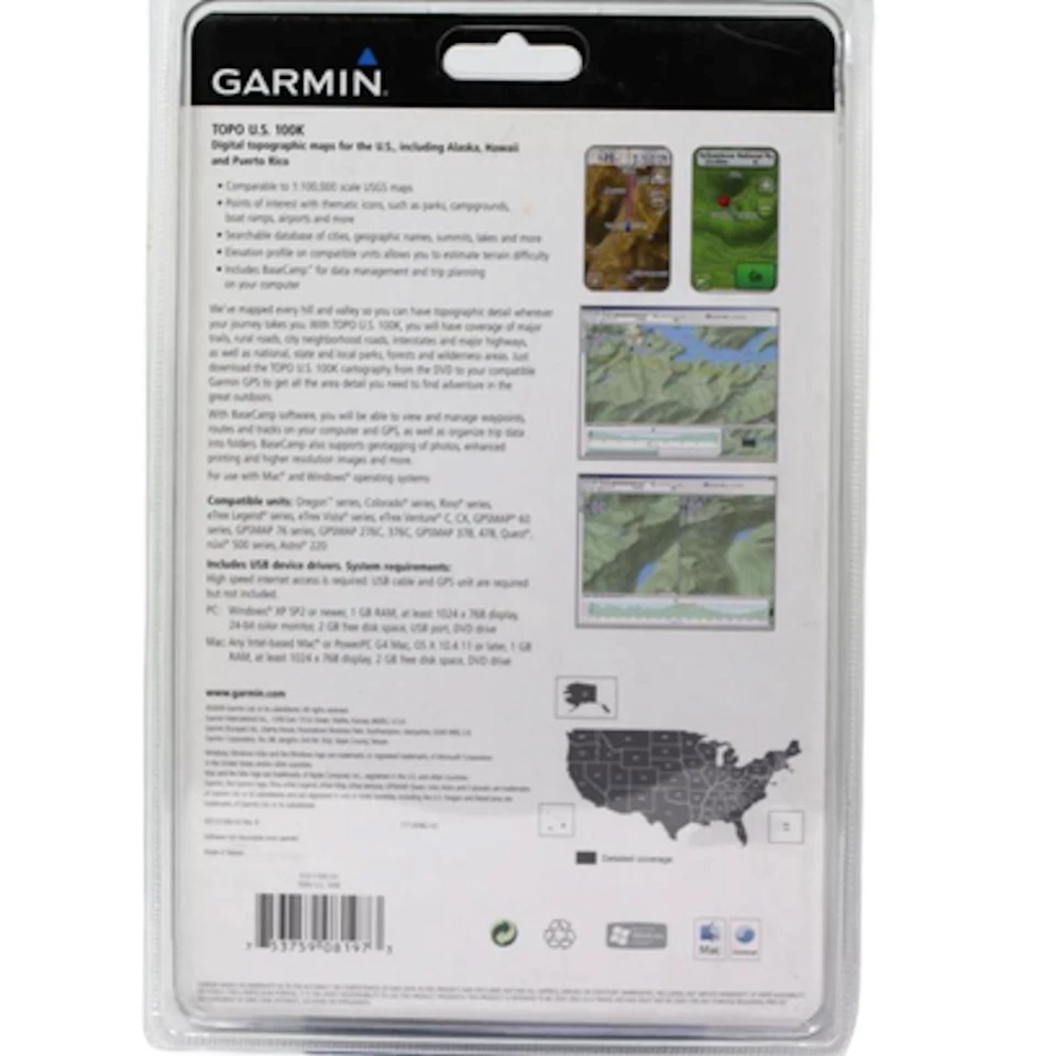 Garmin TOPO U.S. 100K DVD Maps  2009 Digital  Topographical USA 1:100k Mac & Pc - Image 3 of 4