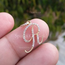 14K Yellow Gold Diamond Initial R Charm Pendant Letter  Alphabet Jewelry Gifts