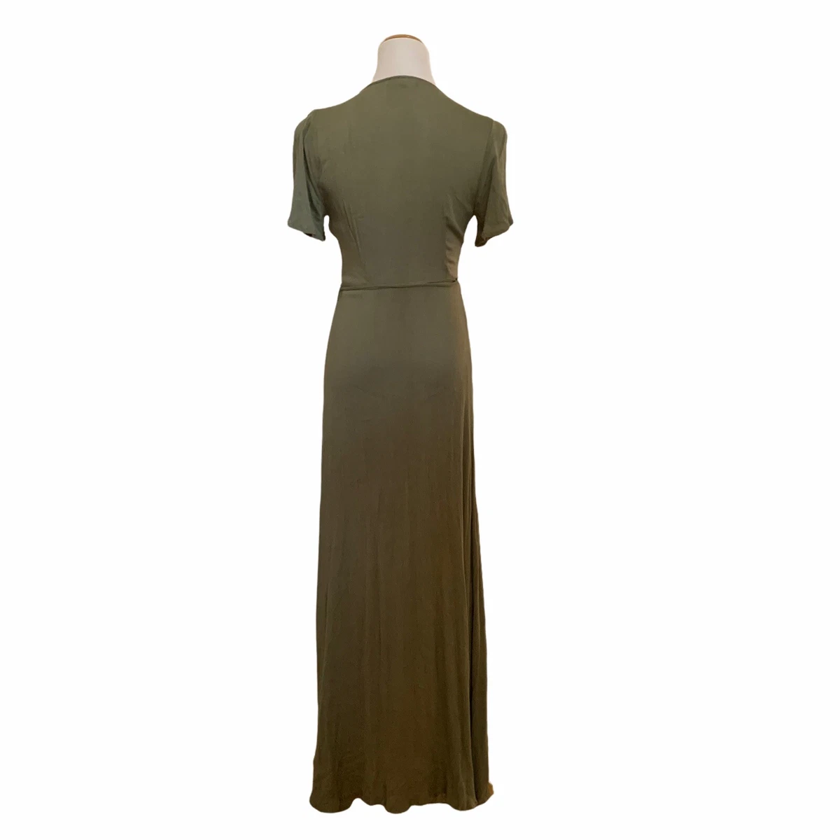 Much obliged washed olive green wrap maxi dress sales