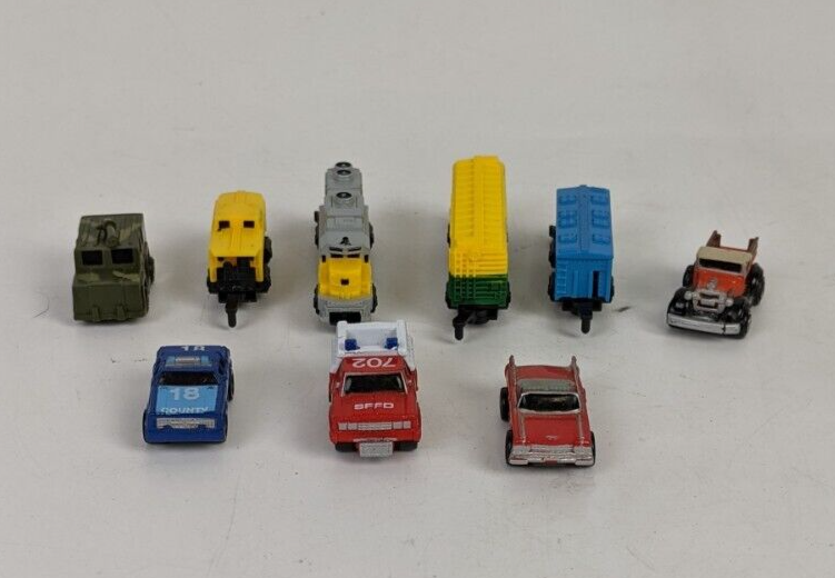 Vintage Lot Of 9 Vehicles Galoob Micro Machines Cars Trucks Trains