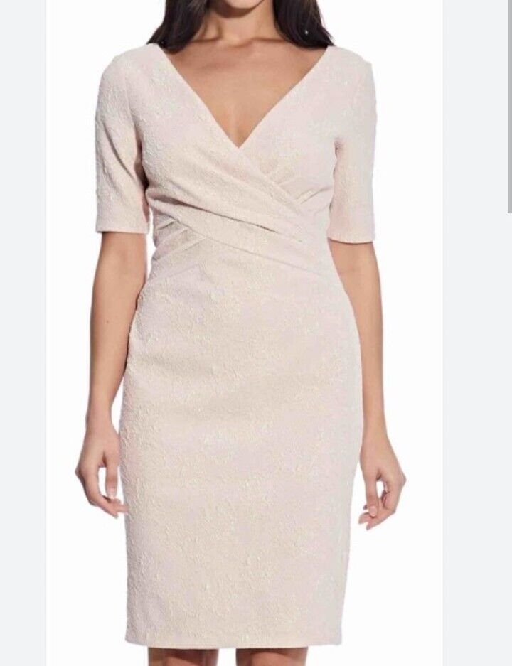 Women New Lovely Faux Wrap Sheath Metallic Adrianna Papell Evening Dress 6  | eBay