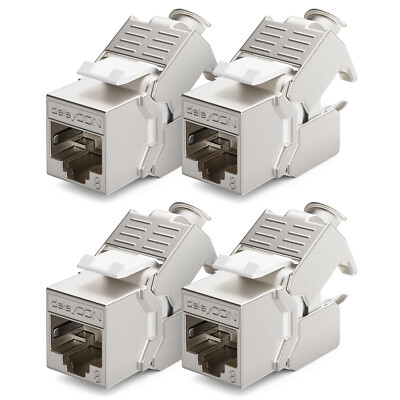 4x CAT8 Keystone Jack Modul STP werkzeuglos RJ45 LAN Adapter Netzwerk Patchkabel