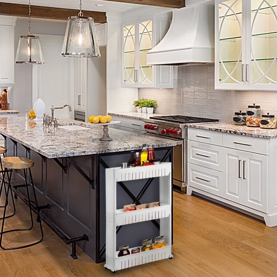 Slim Slide Out Storage Kitchen Pull Out Trolley Rolling Shelf Narrow