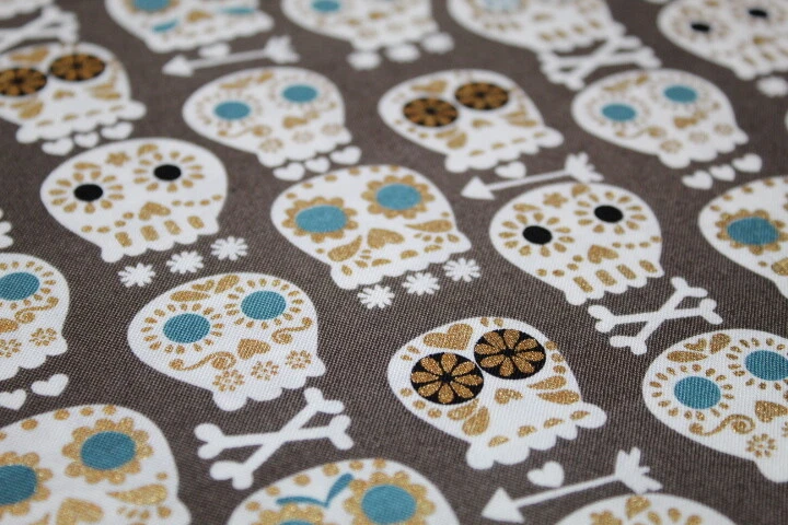 Tela Dios de Los Muertos CUARTO GRASO 18" X 21" Algodón CALAVERAS DE AZÚCAR México DIVERTIDO Foto 4 de 4