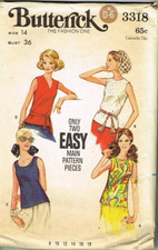 Blouse Overblouse Sewing Pattern Butterick 3318 Size 14 Bust 36 1970 s Fashion