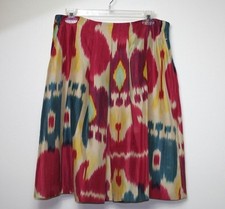 NWOT RALPH LAUREN Multicolor 100 Silk Pleated Skirt Size 8